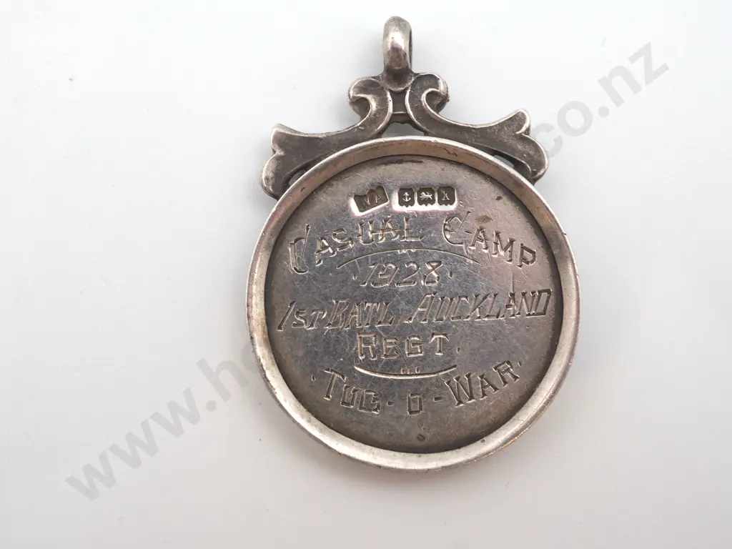 Vintage sterling silver “CASUAL CAMP / 1928 / 1ST BATL AUCKLAND / REGT / TUG – O – WAR” Image 1++