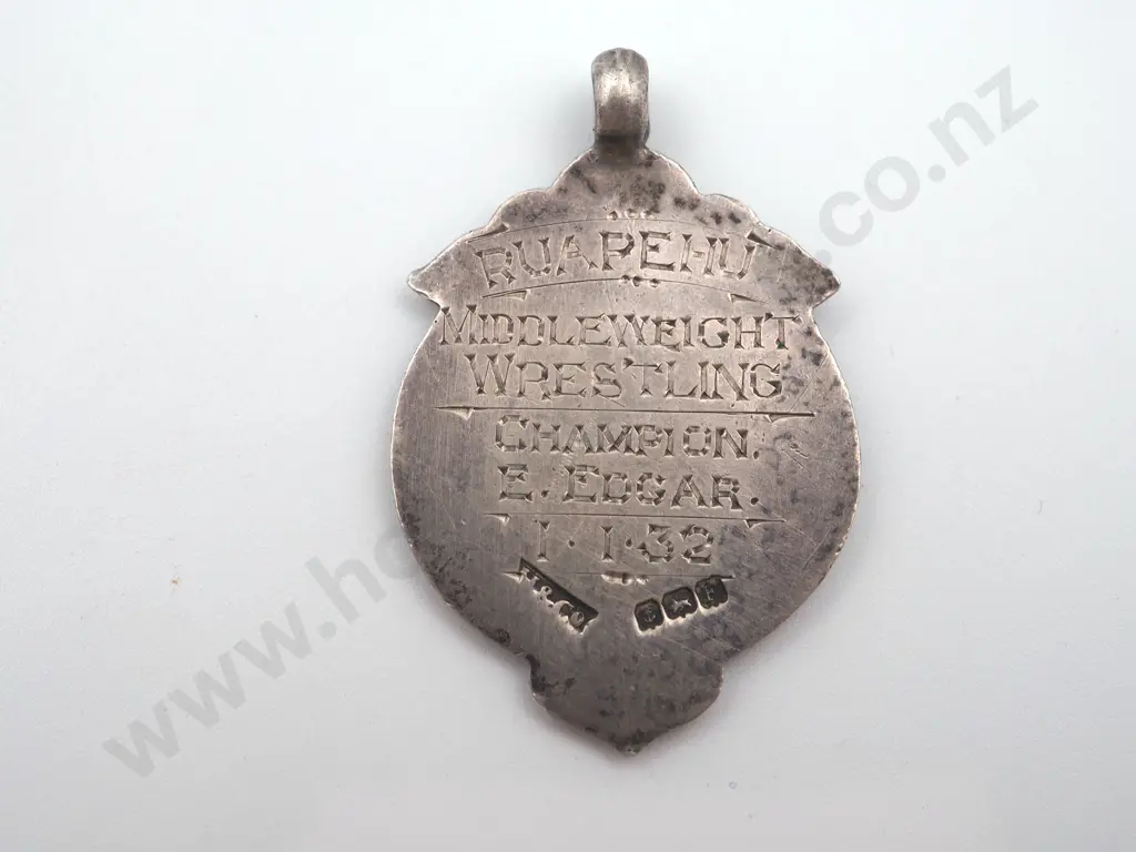 Vintage sterling silver “RUAPEHU / MIDDLEWEIGHT / WRESTLING / CHAMPION / E. EDGAR / 1.1.32 Image 1++