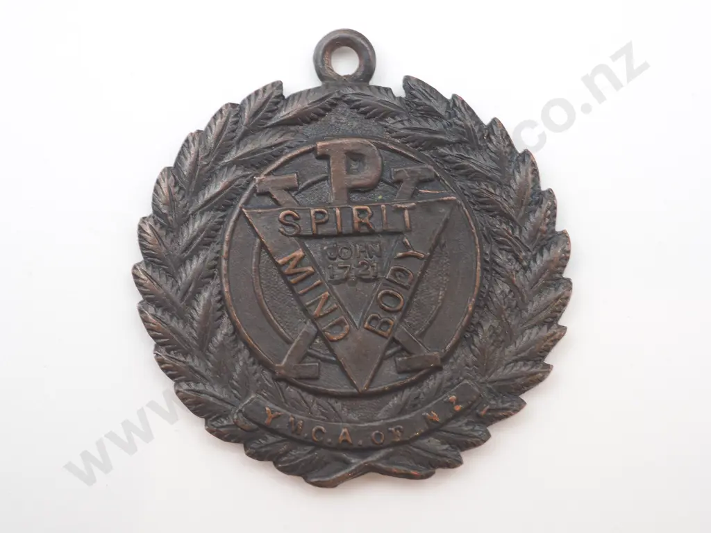 Antique Y.M.C.A. of New Zealand copper medal engraved on the back “TOURNAMENT         / AUCKLAND / 1914 Image 1++