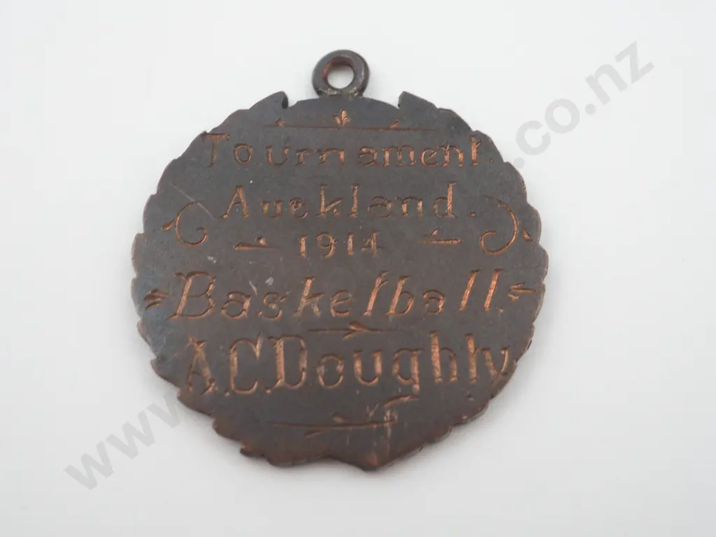 Antique Y.M.C.A. of New Zealand copper medal engraved on the back “TOURNAMENT         / AUCKLAND / 1914 Image 1++