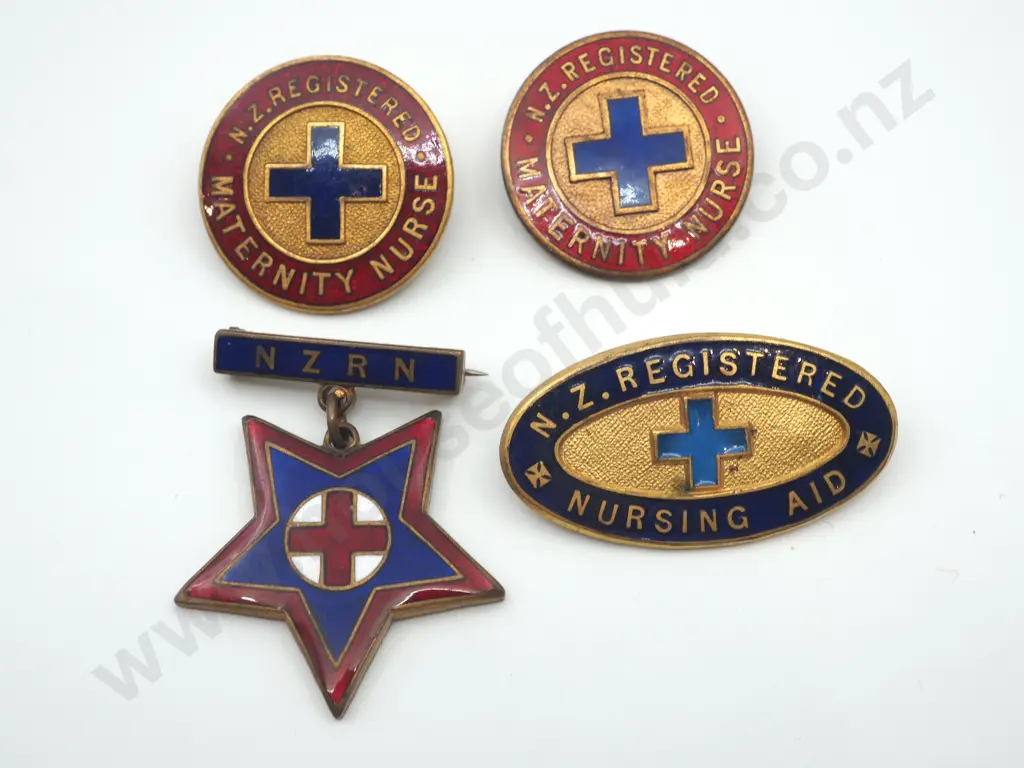 4 x vintage New Zealand Nursing badges. 1925 to 1952 Image 1++
