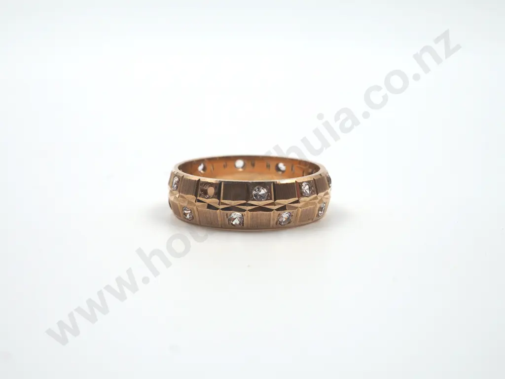 Vintage Gold & White Gem Eternity Ring Image 1++