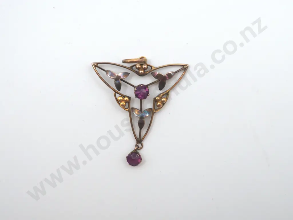 Edwardian  9ct Gold & Amethyst  Pendant Image 1++