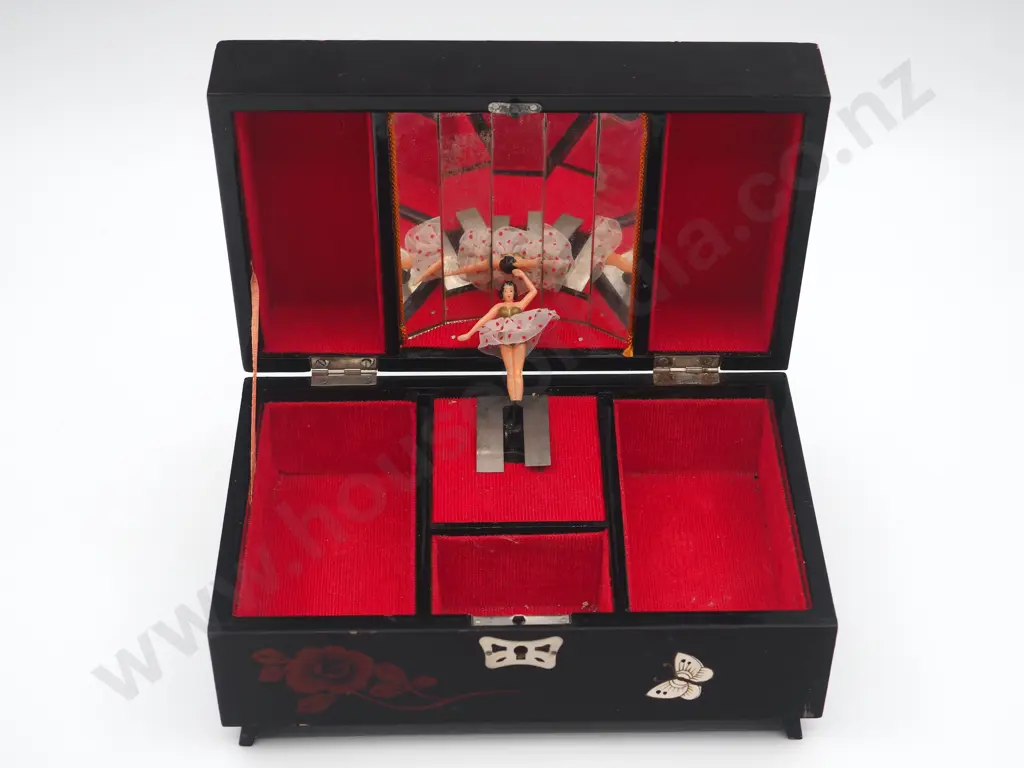 Wooden Decoupage and Painted Musical Jewellery Box Image 1++