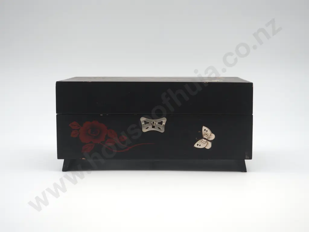 Wooden Decoupage and Painted Musical Jewellery Box Image 1++