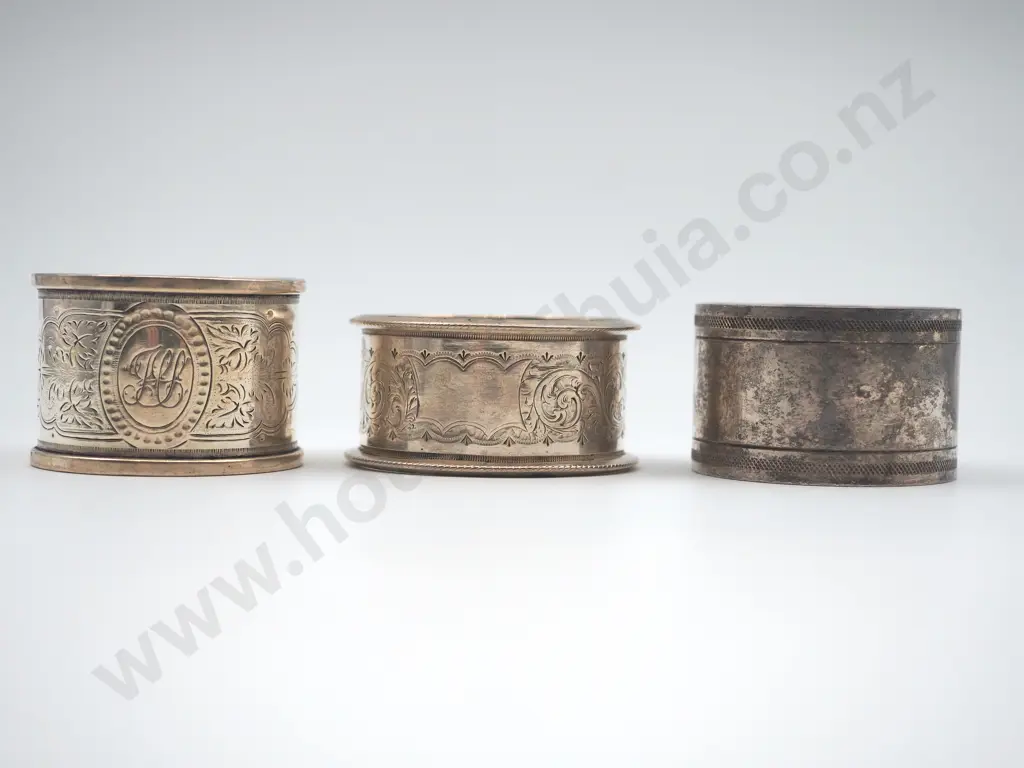 Three Napkin Rings in Sterling Silver Image 1++