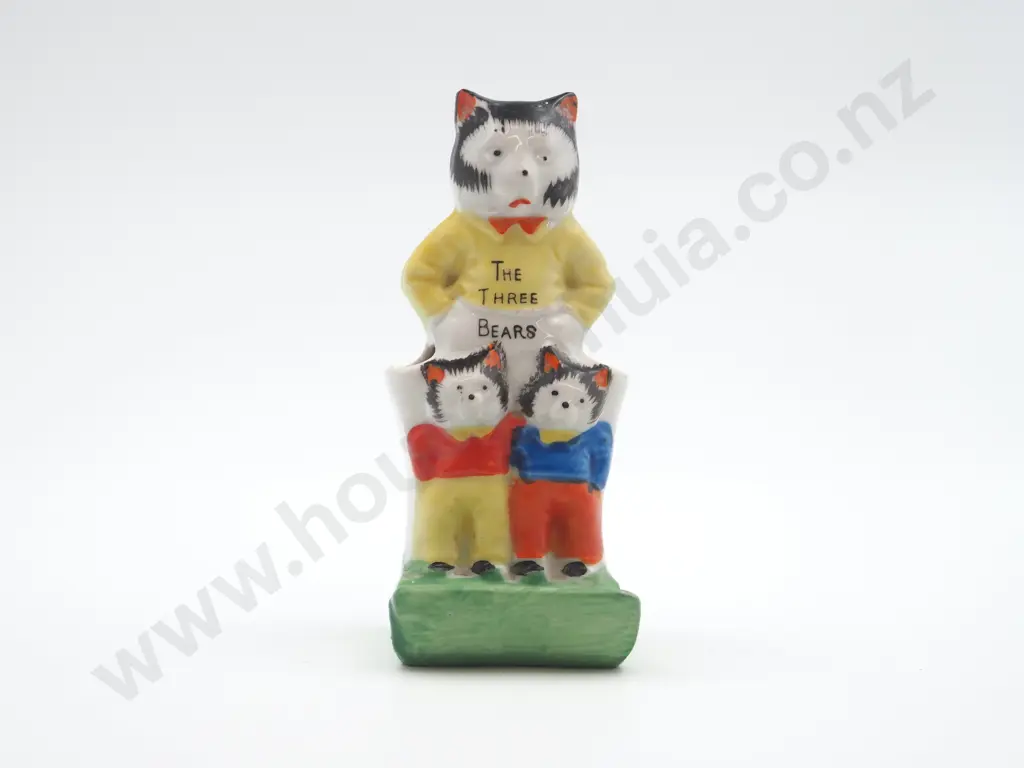 Occupied Japan Ceramic Figurine Tooth Brush Holders: Three Bears Image 1++