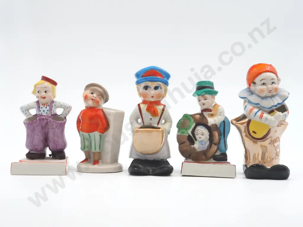 Five assorted Occupied Japanese Ceramic Figurines Tooth Brush Holders Image 1++
