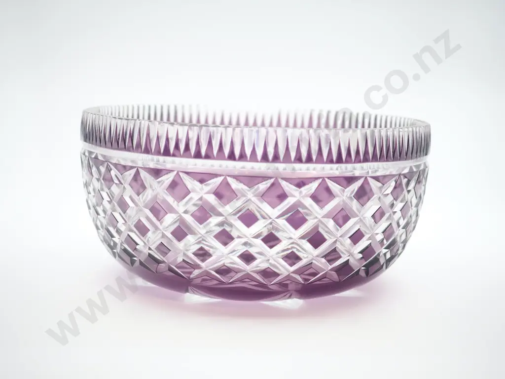 Heavy Amethyst Cut Crystal Trifle Bowl Image 1++
