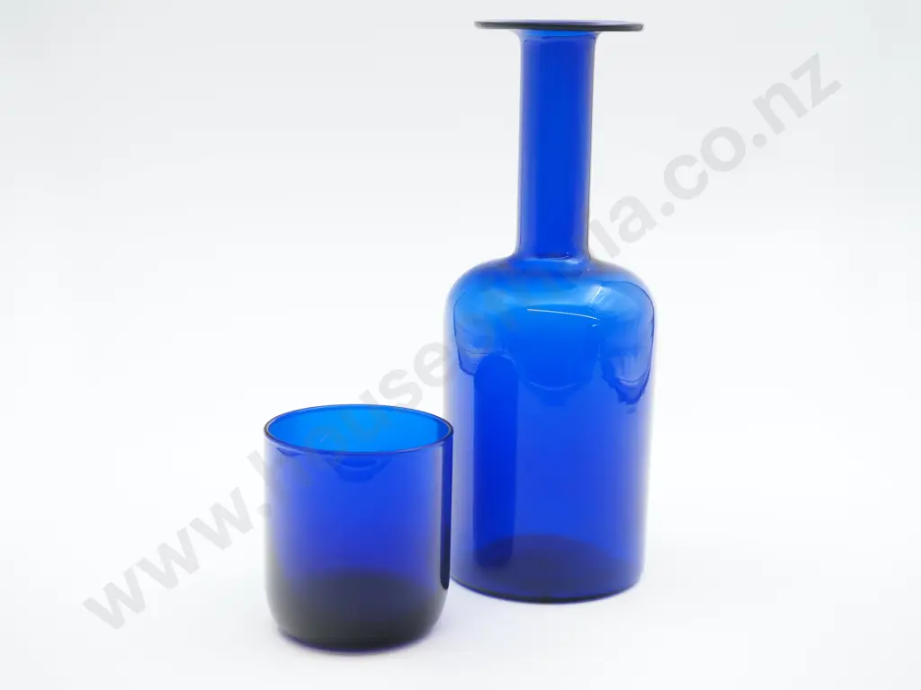 Blue Glass Cup & Carafe Image 1++