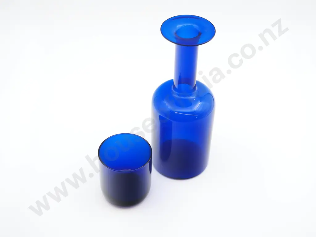 Blue Glass Cup & Carafe Image 1++