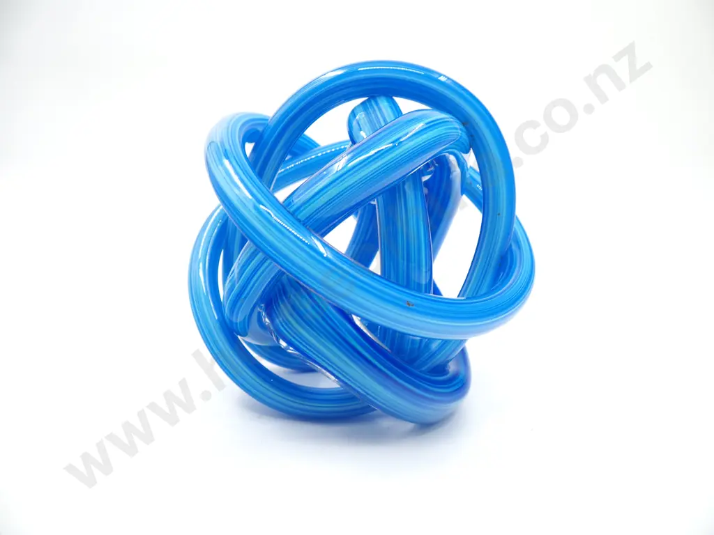 Hand Blown Blue Glass Knot Image 1++