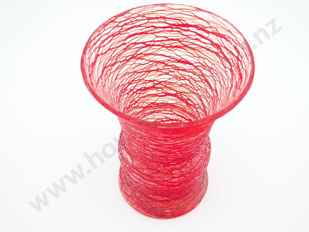 Decorative Textured Red Glass Vase Image 1++