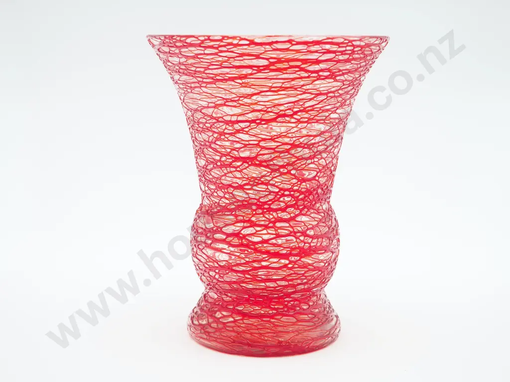 Decorative Textured Red Glass Vase Image 1++