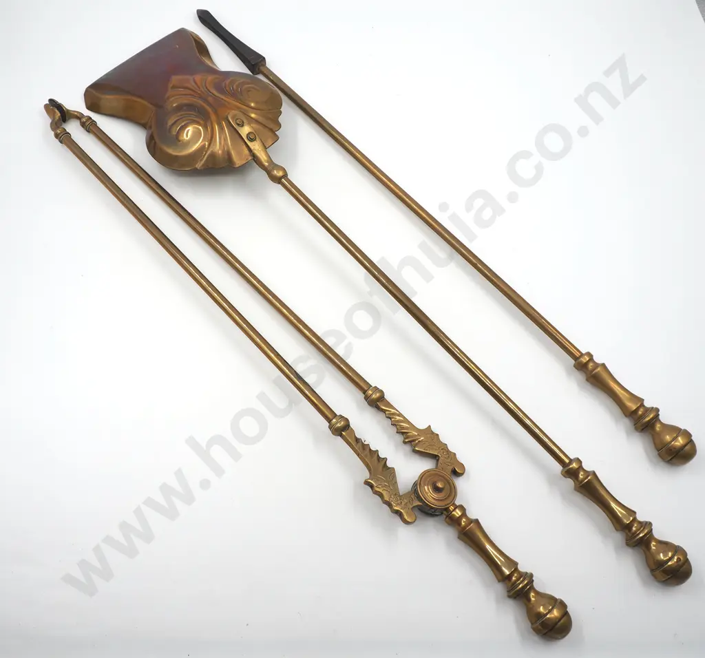 Trio of Brass Fire Place Implements Image 1++