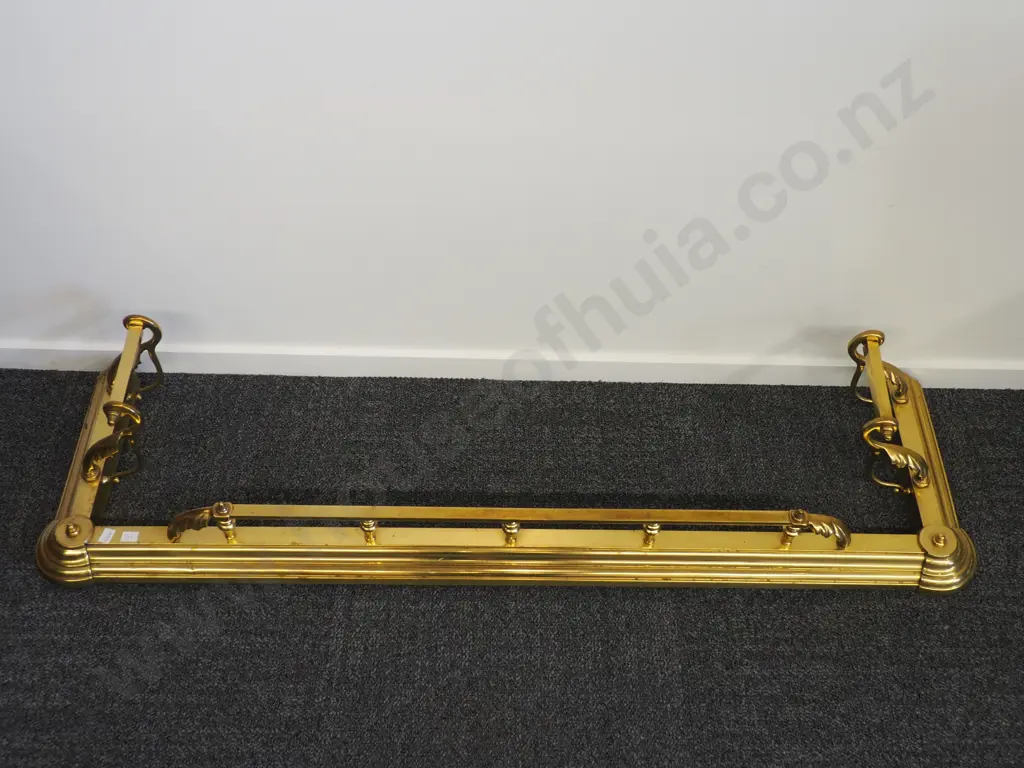 Impressive Antique  Brass Fireplace Fender Image 1++