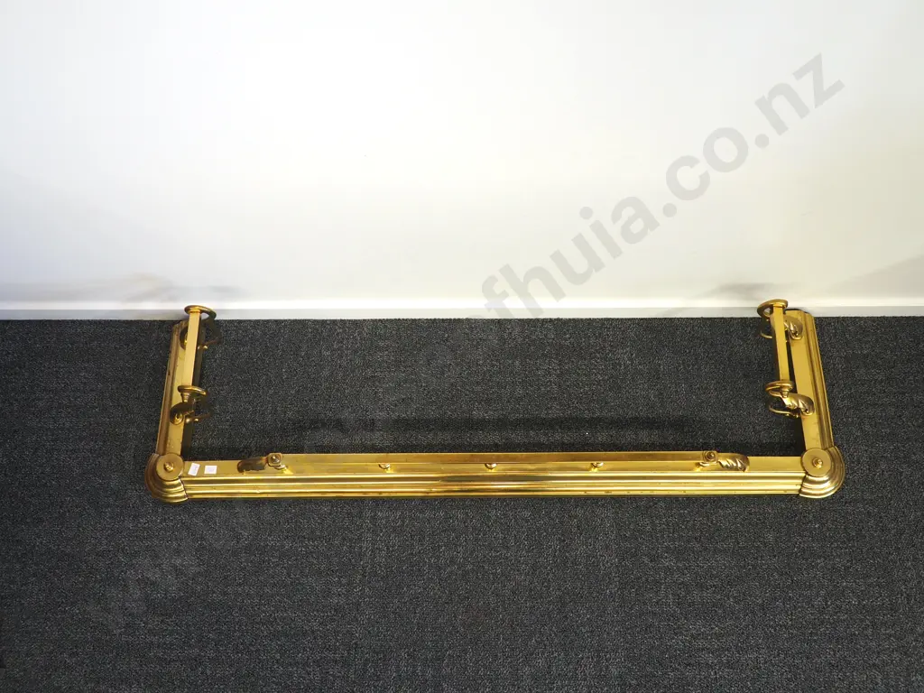 Impressive Antique  Brass Fireplace Fender Image 1++