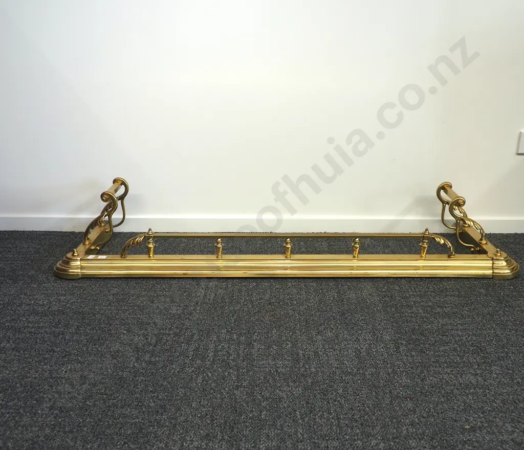 Impressive Antique  Brass Fireplace Fender Image 1++