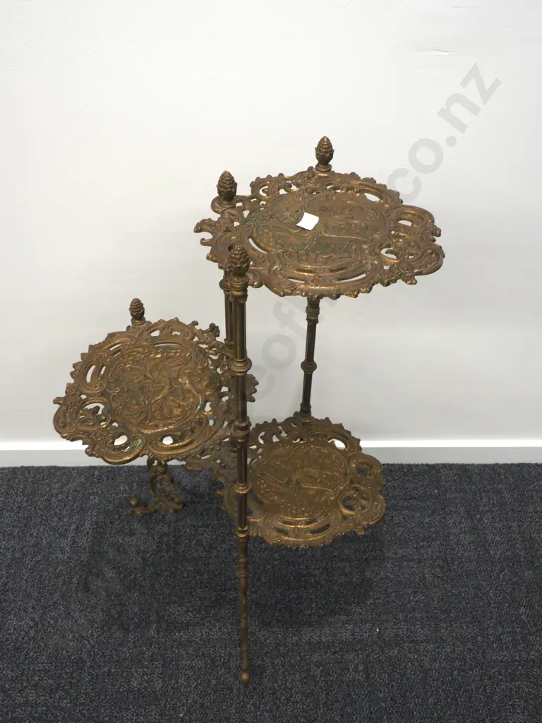Three Level Decorative Brass Pot Stand Image 1++
