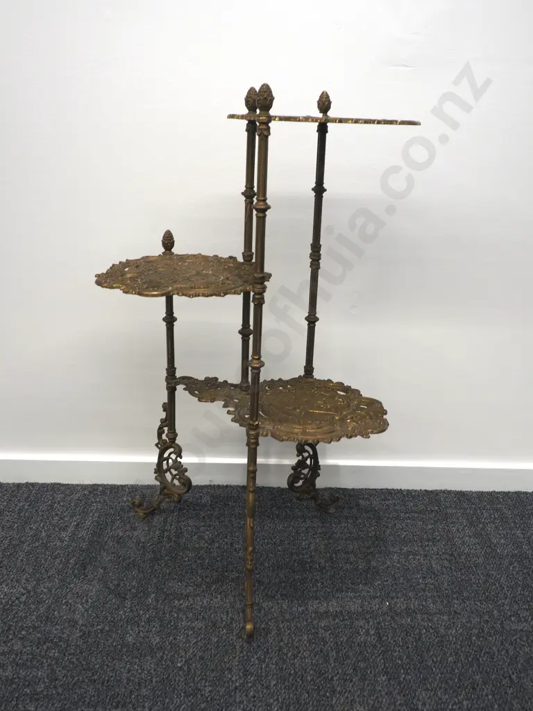 Three Level Decorative Brass Pot Stand Image 1++