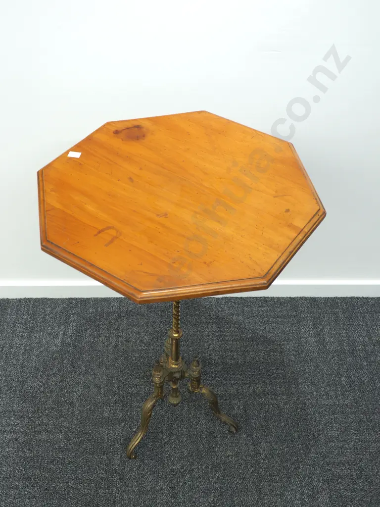 Brass Stand Wood Top Side Table  Image 1++