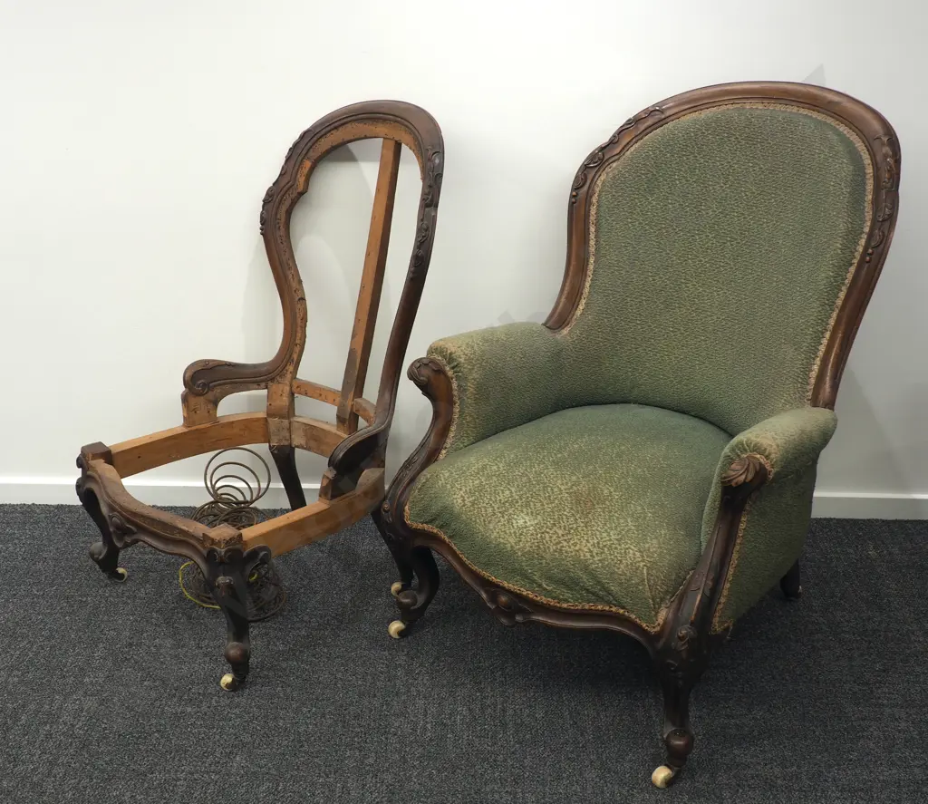 Antique Victorian Carved Ladies & Gents Armchair Fireside Chairs Image 1++