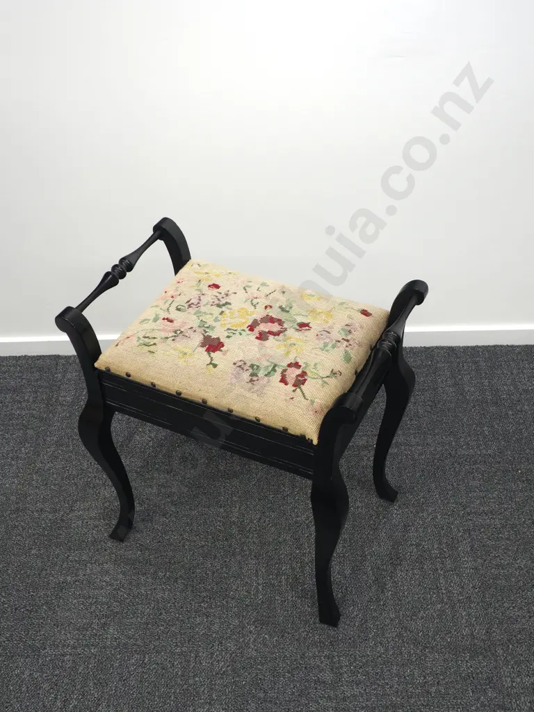 Piano Stool w Tapestry Top (Attributed to Bechstein) Image 1++