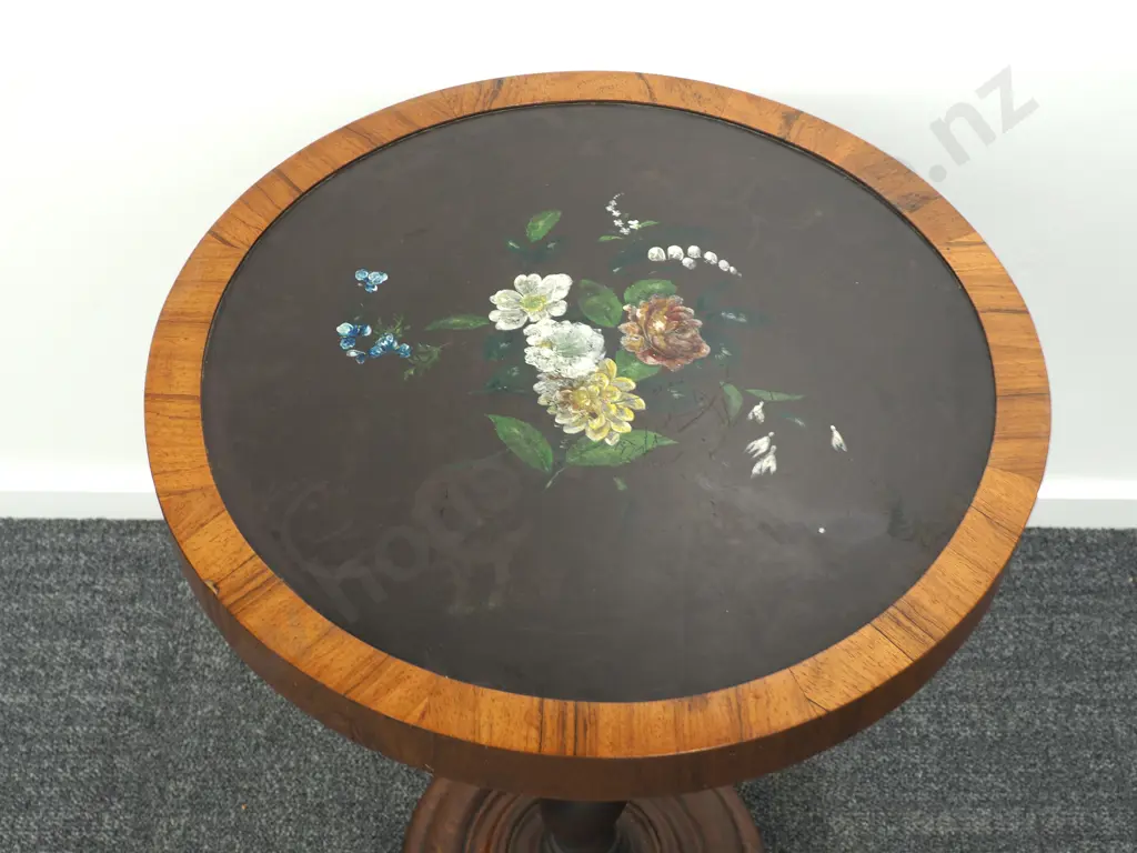 Antique Twist Pedestal Display Side Table/Jardiniere w Painted Slate Top Image 1++