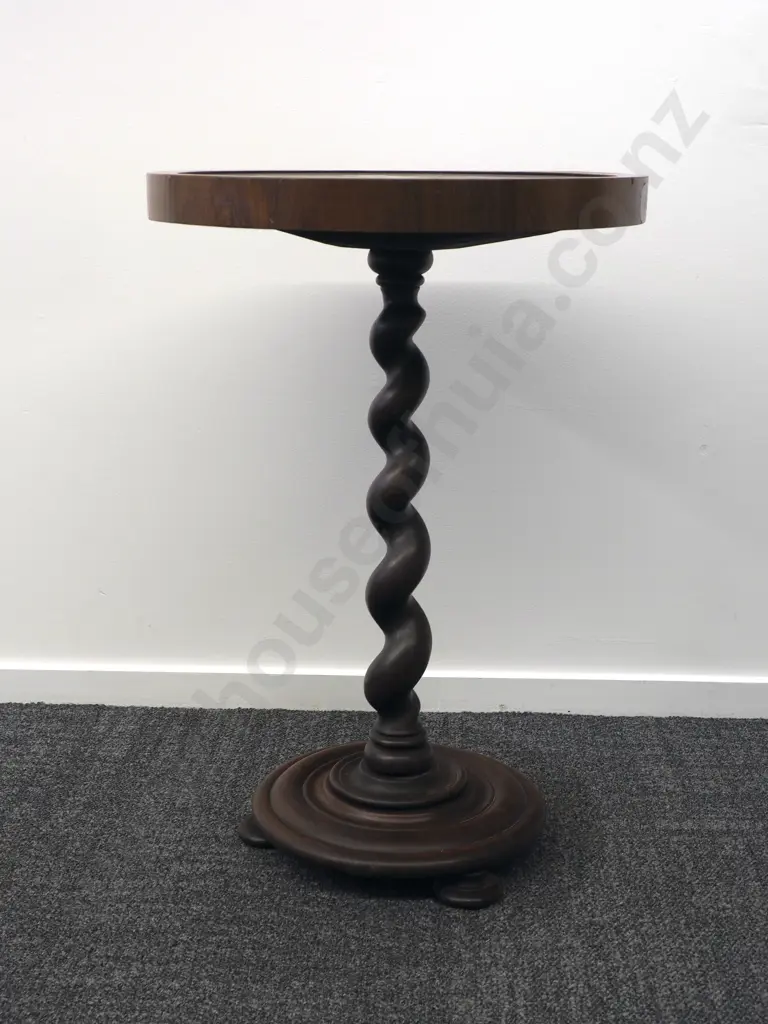 Antique Twist Pedestal Display Side Table/Jardiniere w Painted Slate Top Image 1++