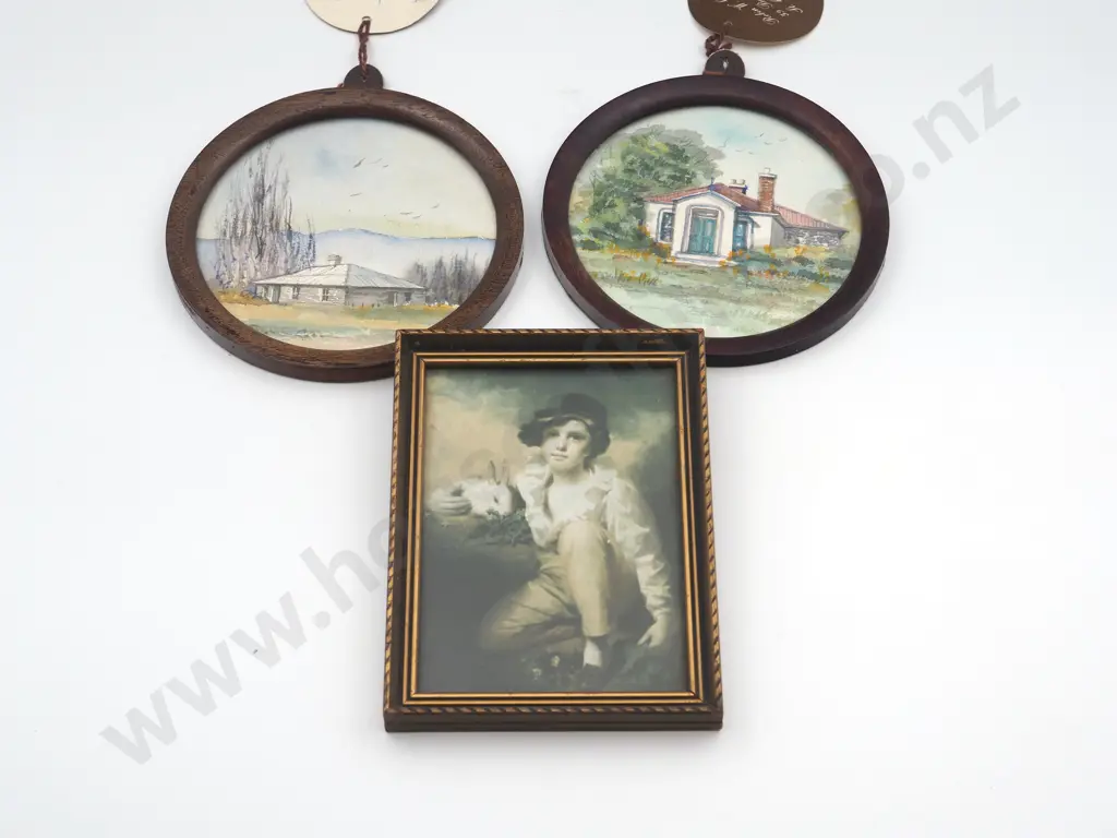 Three Small Pictures - Two Water colours, One Print.  All Framed Image 1++