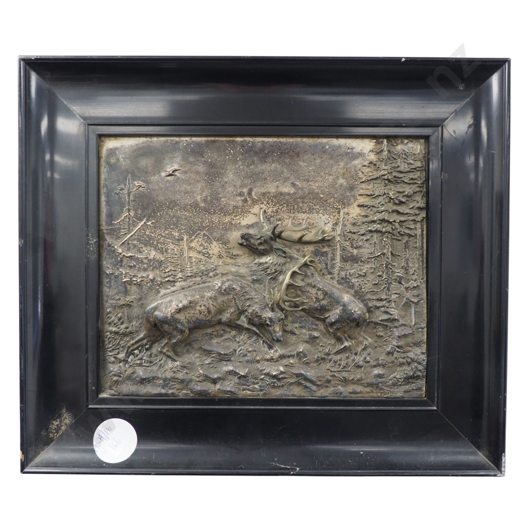 Two Metal Relief Deer Artworks, One Frame A/F Image 1++