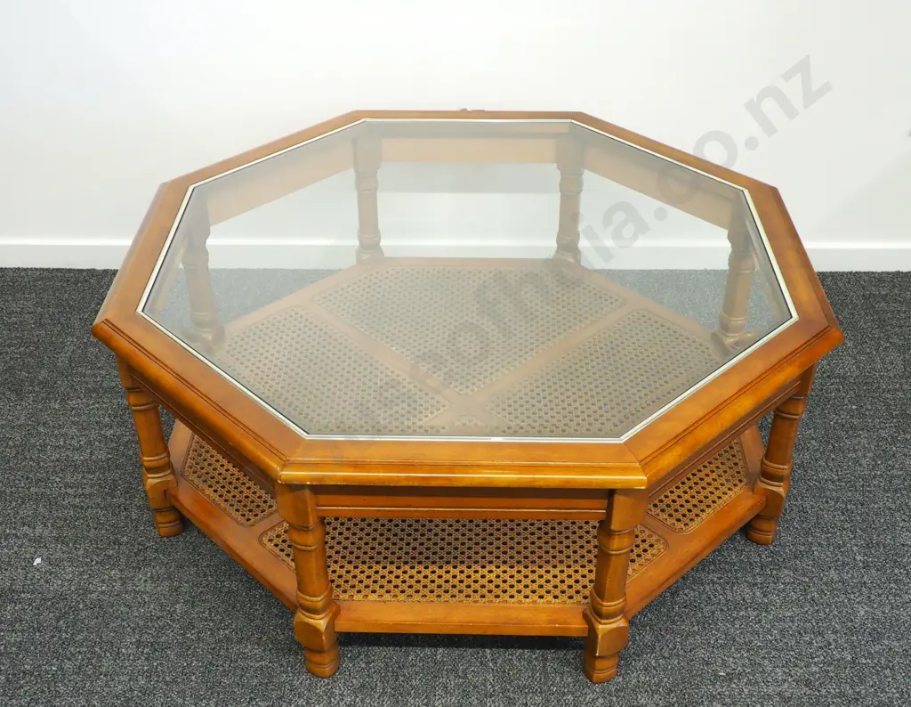 Hexagonal Glass Topped Coffee Table Image 1++