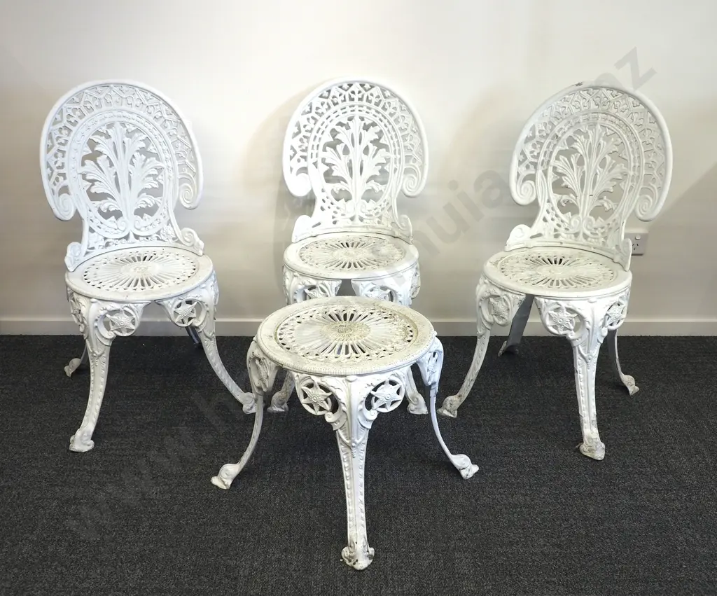 Three Outdoor Metal Seats & Stool Image 1++