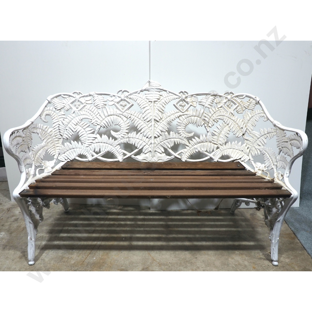 Highly Decorative Cast Iron Fern Adorned Out Door Bench Image 1++