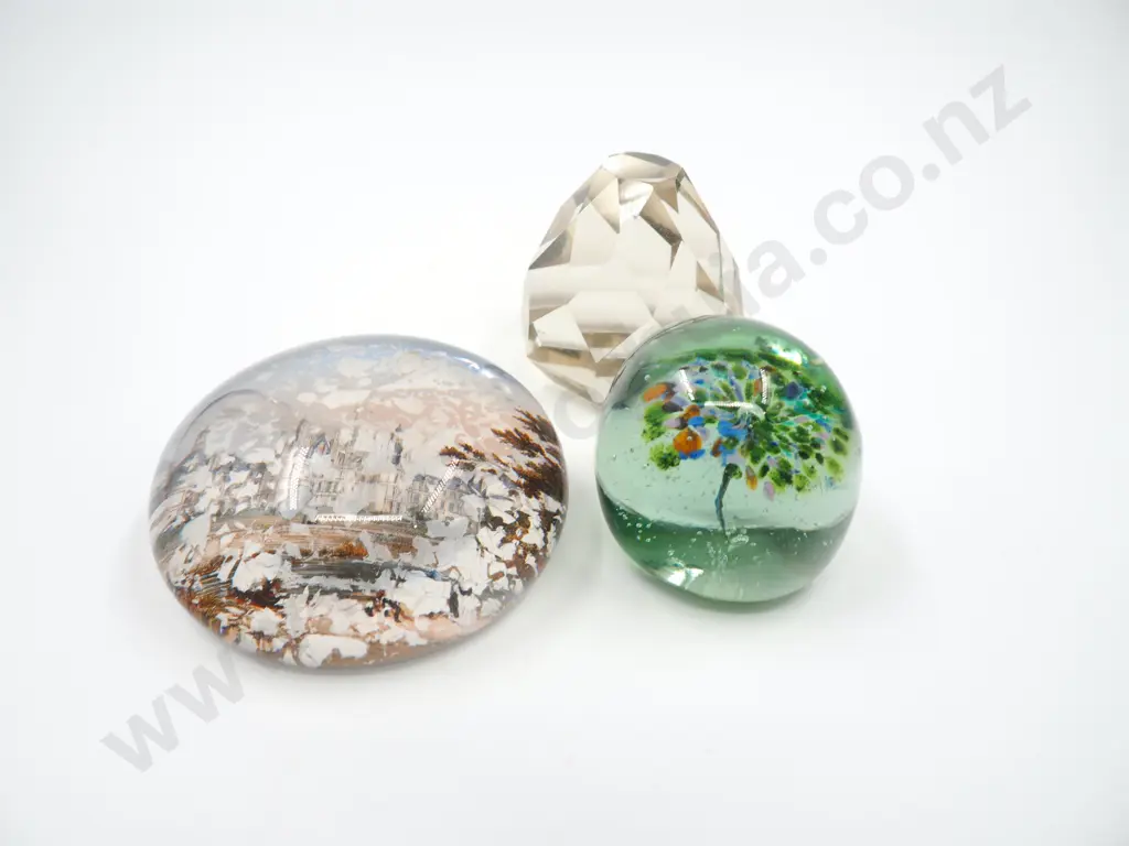 Trio of Glass Paperweights Image 1++