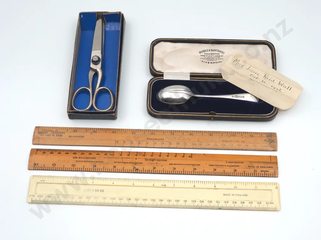 3x Rulers, Pinking Sheers & Silver Spoon Image 1++