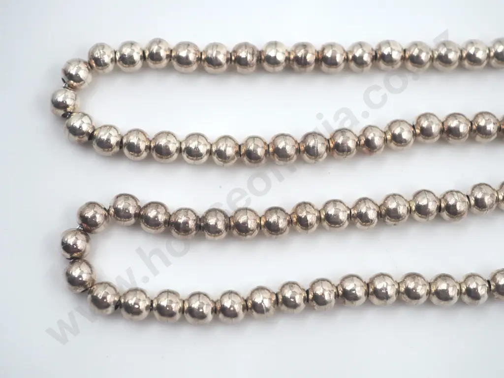 Polished Sterling Silver Bead Necklace Image 1++
