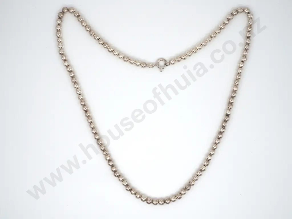 Polished Sterling Silver Bead Necklace Image 1++
