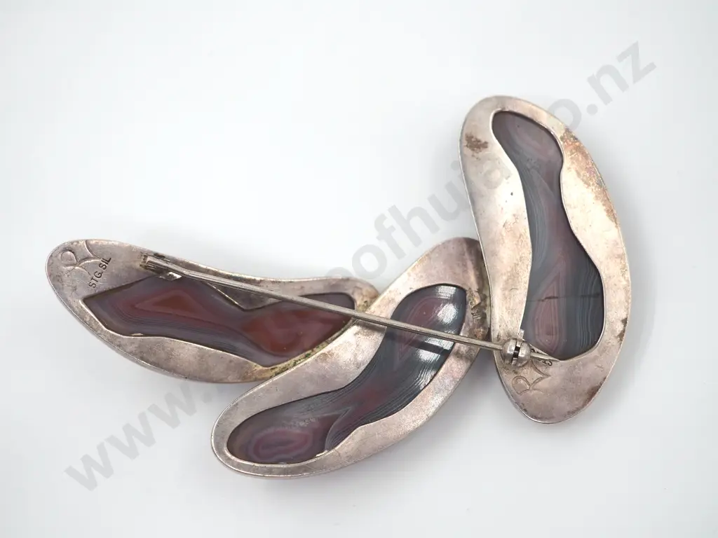 Sterling Silver Agate Brooch Image 1++
