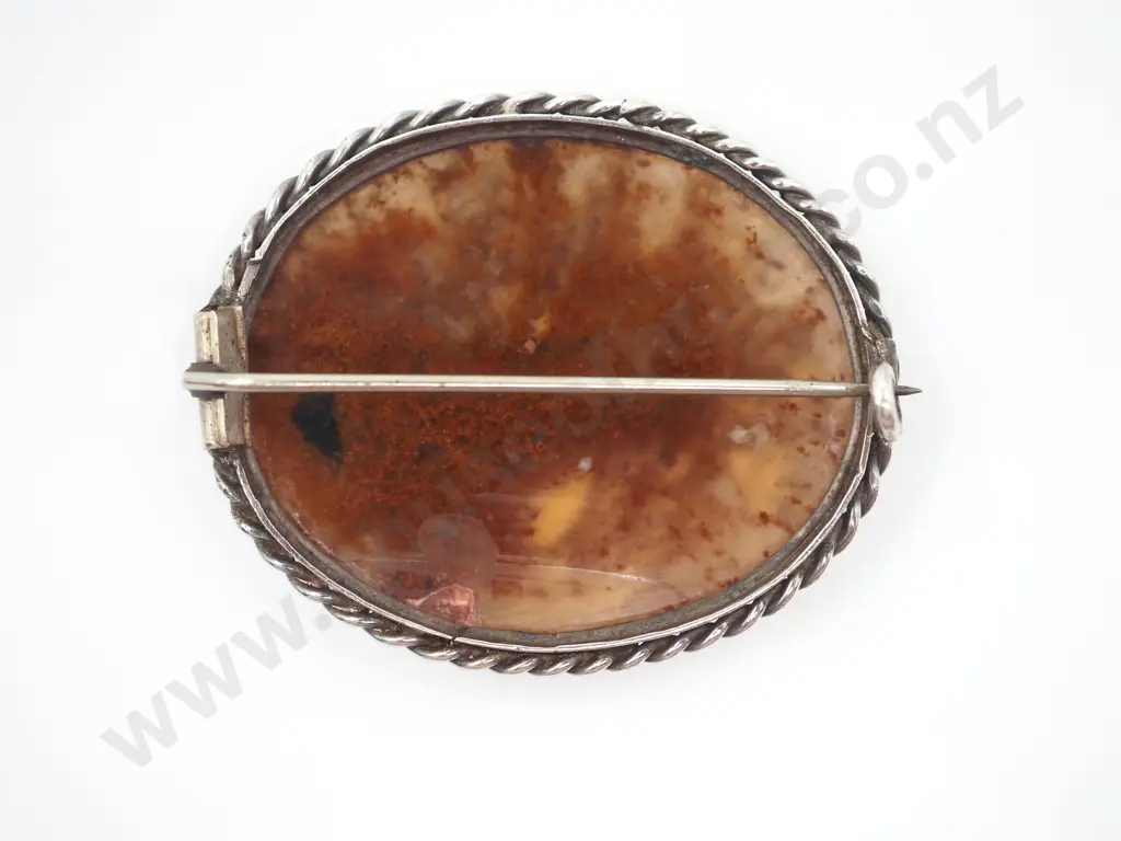 Silver Moss Agate Brooch Image 1++