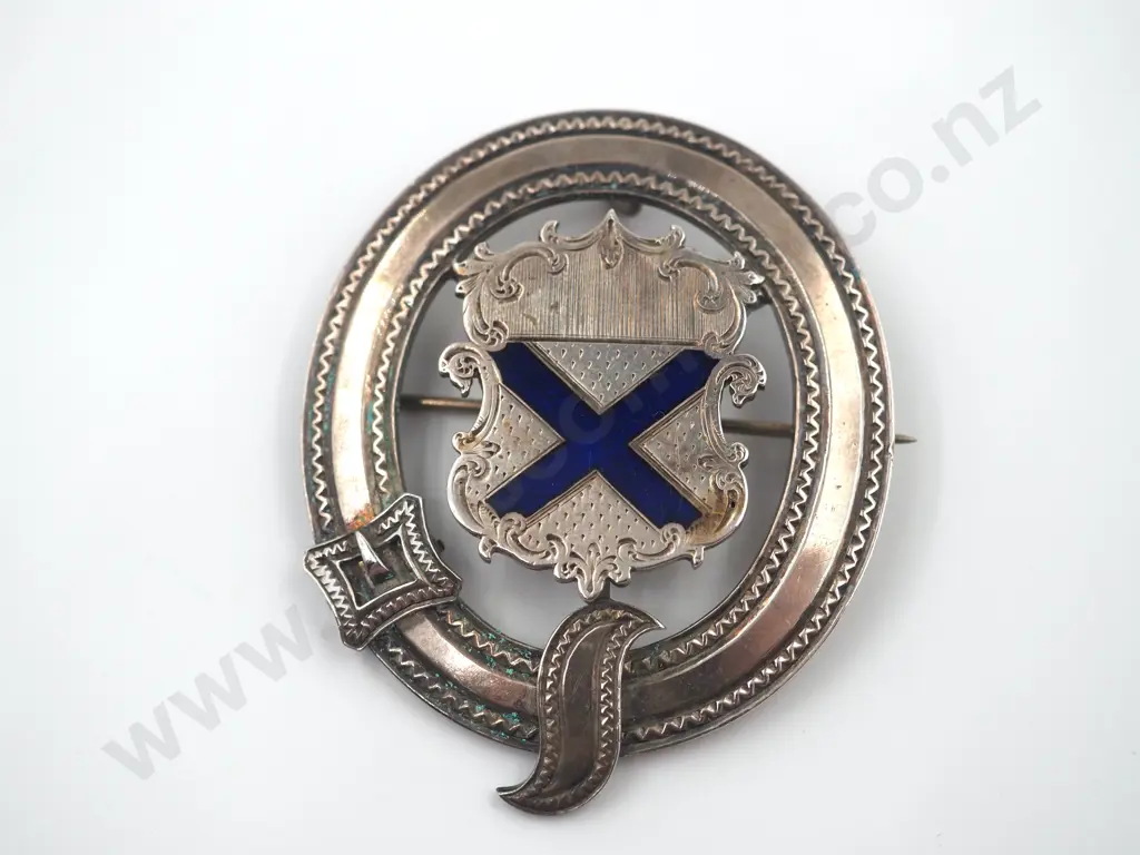 St Andrews Cross Brooch in Enamel & Silver (Untested) Image 1++