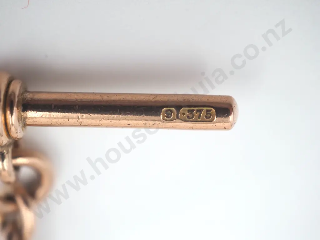 Antique Graduated Curb Link Fob Chain in 9ct Gold (57.21 Grams) Image 1++