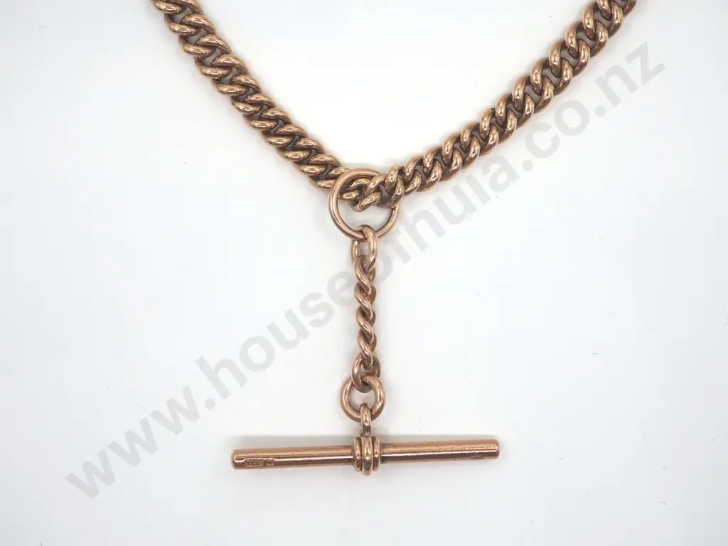 Antique Graduated Curb Link Fob Chain in 9ct Gold (57.21 Grams) Image 1++