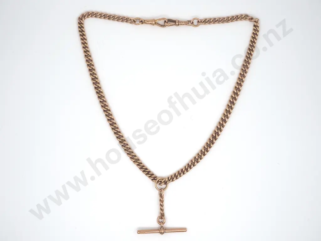 Antique Graduated Curb Link Fob Chain in 9ct Gold (57.21 Grams) Image 1++