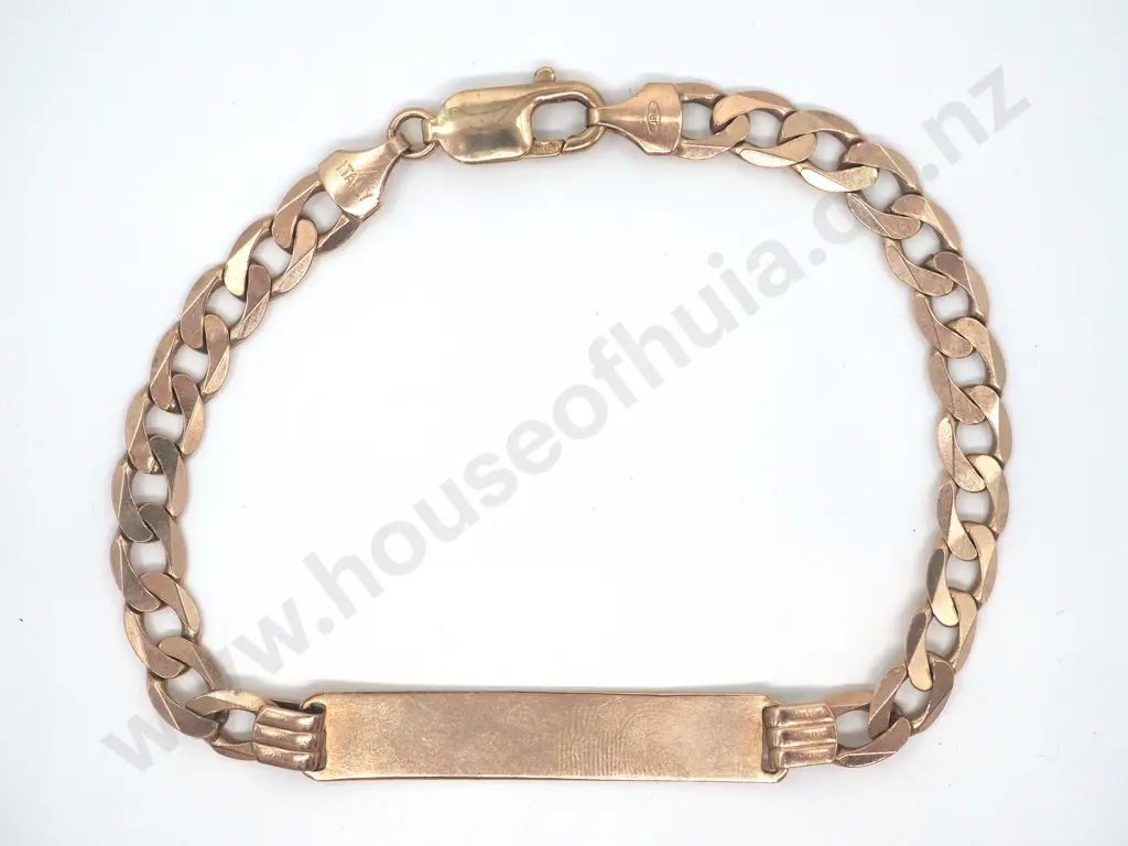 Italian Flattened Curb Link I.D. Bracelet in 9ct Gold Image 1++
