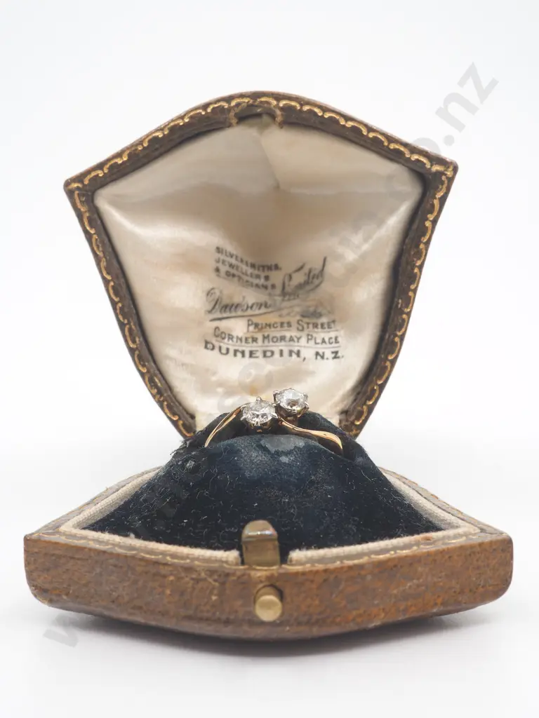 Antique Double Diamond Ring in 18ct Gold in Original Box Image 1++