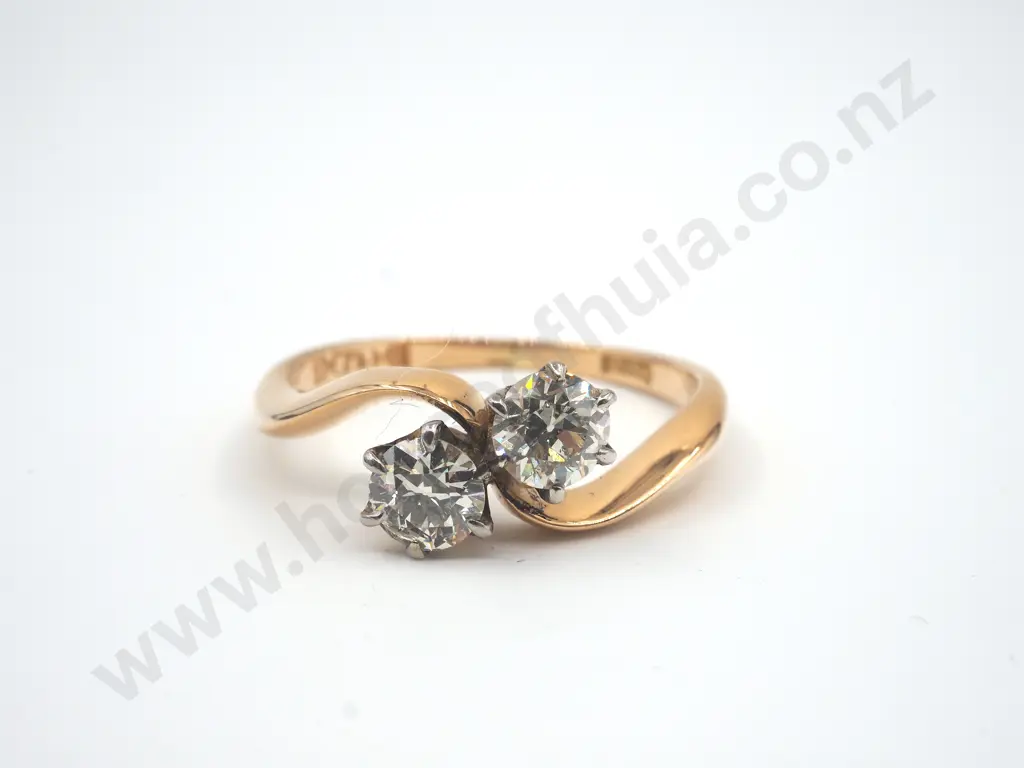 Antique Double Diamond Ring in 18ct Gold in Original Box Image 1++