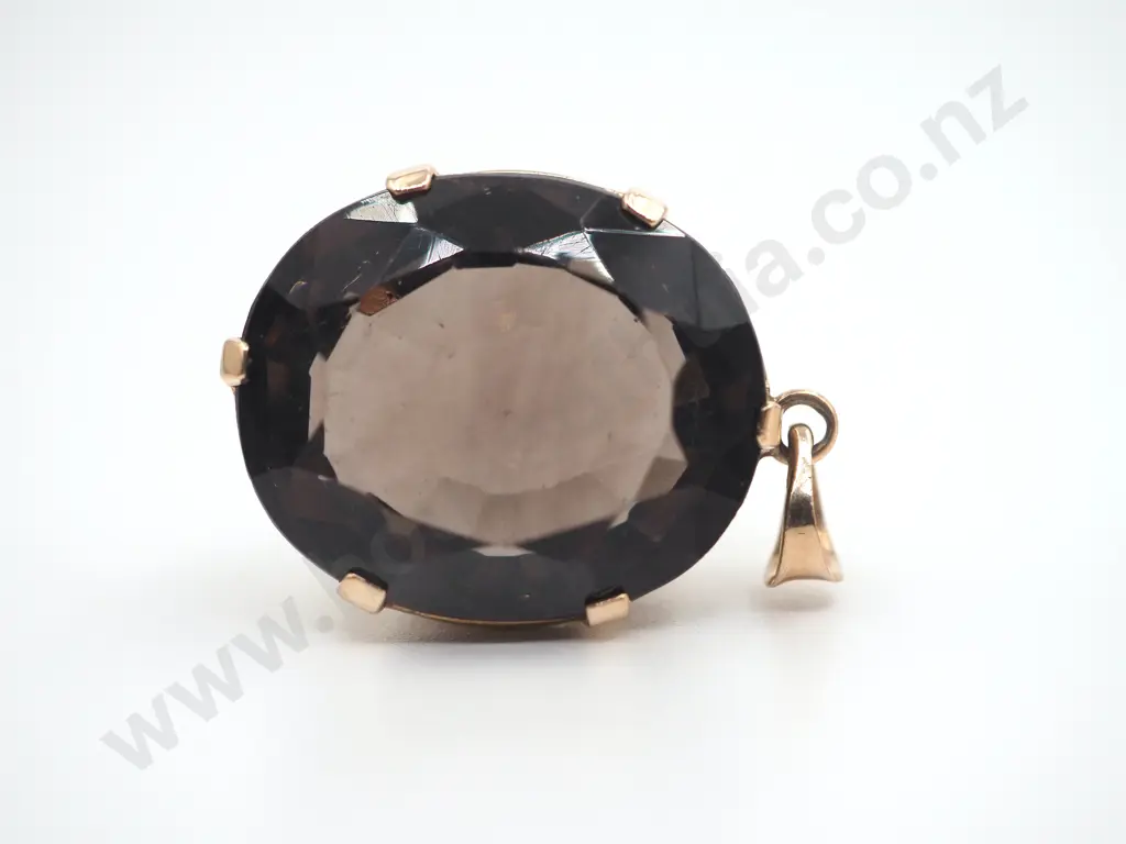 Large Smoky Quartz 9ct Gold Pendant  Image 1++