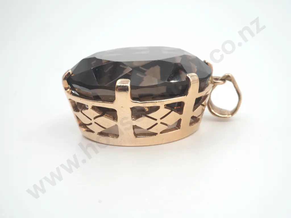 Large Smoky Quartz 9ct Gold Pendant  Image 1++