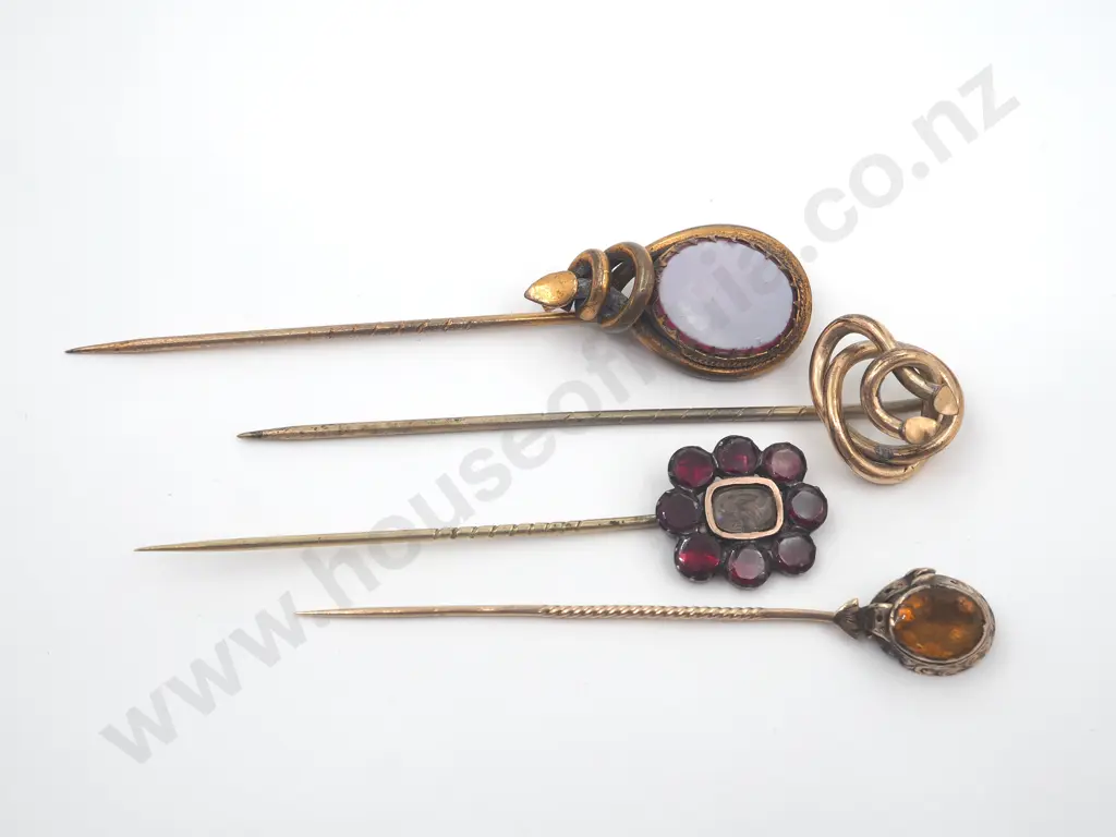 Four Gold Stick Pins (A Variety of Carats) Image 1++